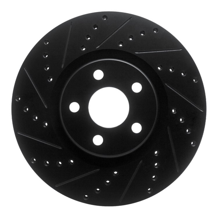 E-Line Drilled & Slotted Black Brake Rotor, 2017-2020 Ford/Lincoln/Mercury/Mazda, Position: Front Left