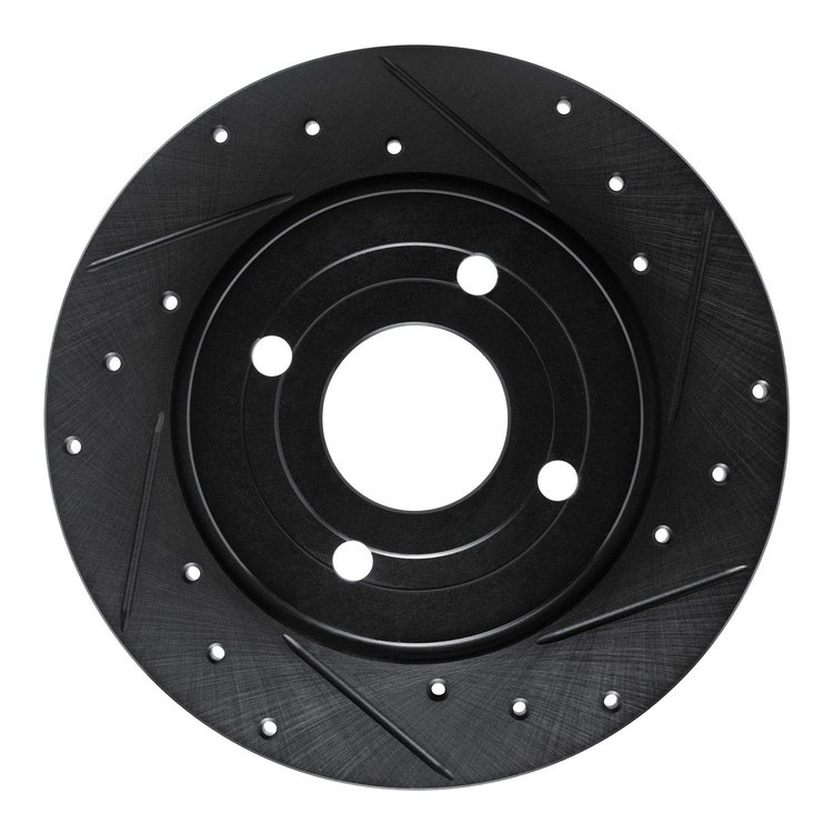 E-Line Drilled & Slotted Black Brake Rotor, Fits Select Ford/Lincoln/Mercury/Mazda, Position: Rear Right
