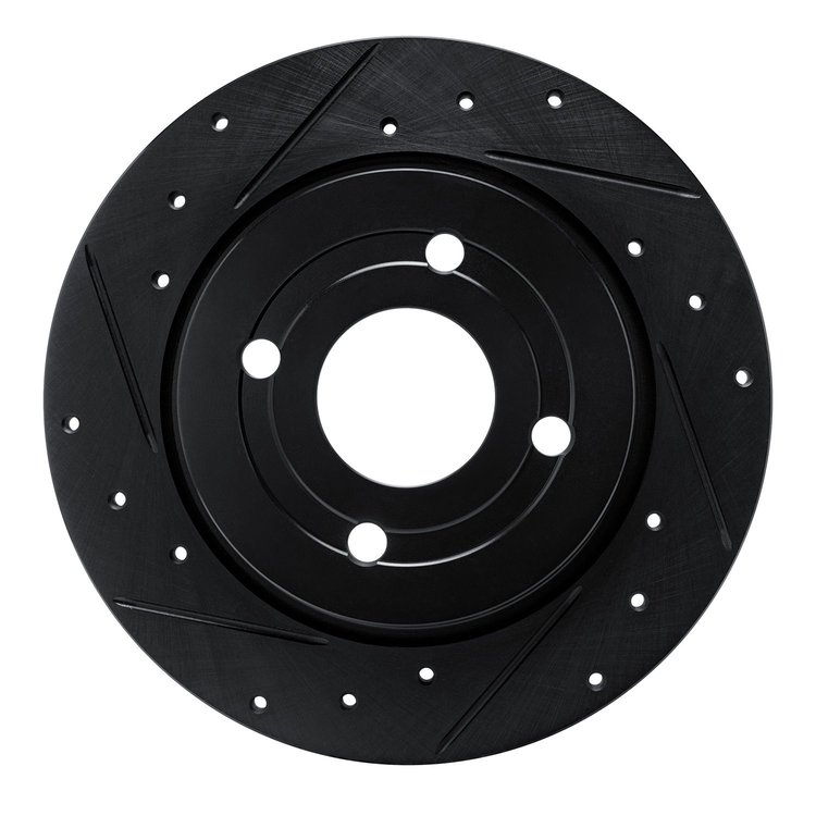 E-Line Drilled & Slotted Black Brake Rotor, Fits Select Ford/Lincoln/Mercury/Mazda, Position: Rear Left