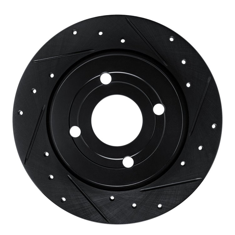 E-Line Drilled & Slotted Black Brake Rotor, Fits Select Ford/Lincoln/Mercury/Mazda, Position: Rear Right