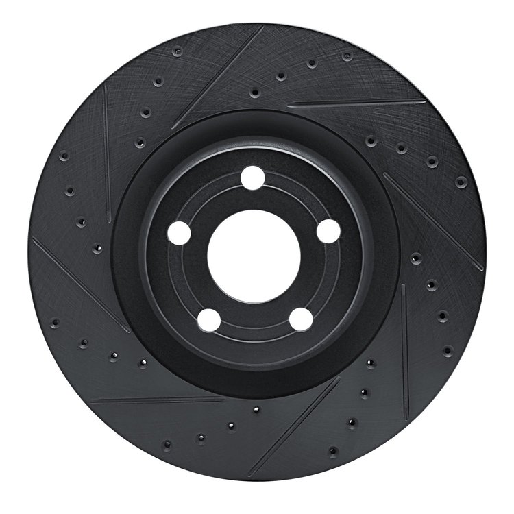 E-Line Drilled & Slotted Black Brake Rotor, Fits Select Ford/Lincoln/Mercury/Mazda, Position: Front Left
