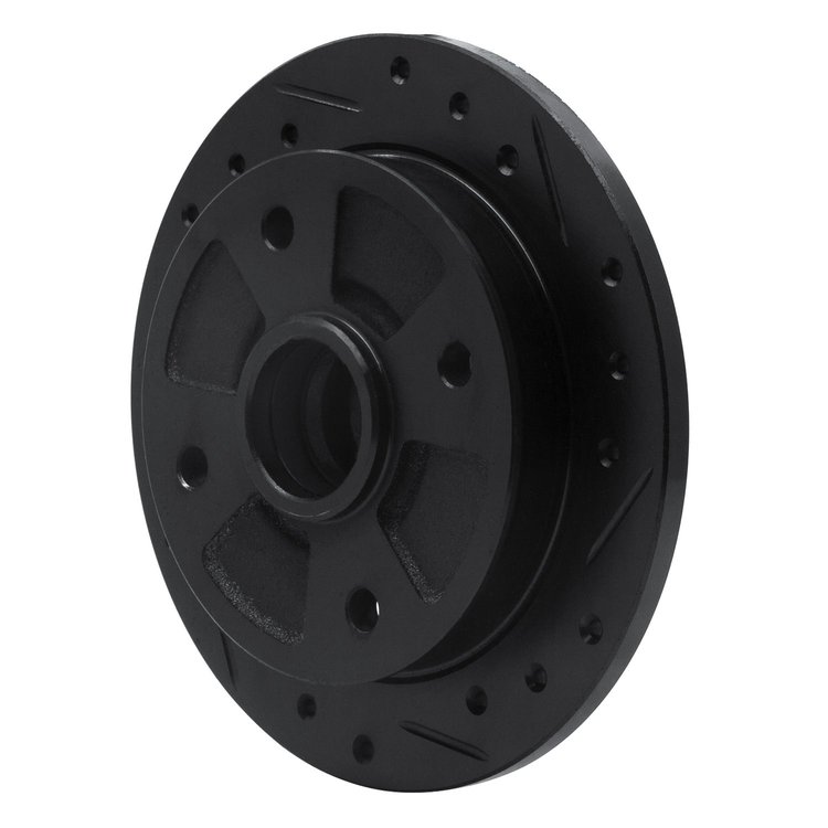 E-Line Drilled & Slotted Black Brake Rotor, 1987-1994 Ford/Lincoln/Mercury/Mazda, Position: Rear Right