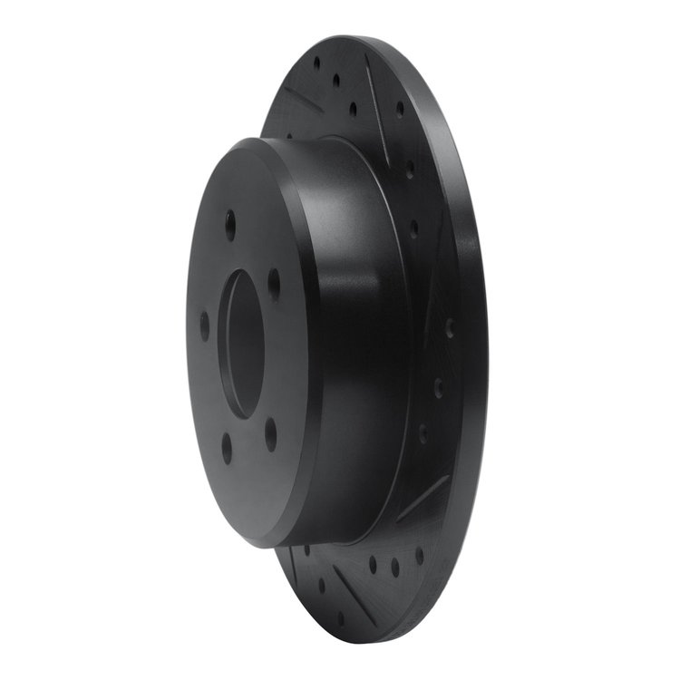 E-Line Drilled & Slotted Black Brake Rotor, 1991-1995 Ford/Lincoln/Mercury/Mazda, Position: Rear Right