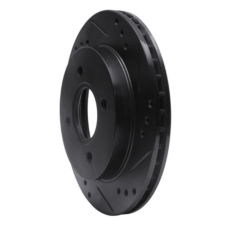 E-Line Drilled & Slotted Black Brake Rotor, 1995-2002 Ford/Lincoln/Mercury/Mazda, Position: Rear Right