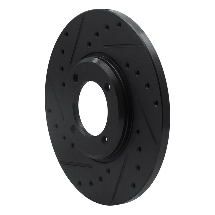 E-Line Drilled & Slotted Black Brake Rotor, 1963-1986 Fits Multiple Makes/Models, Position: Front Left