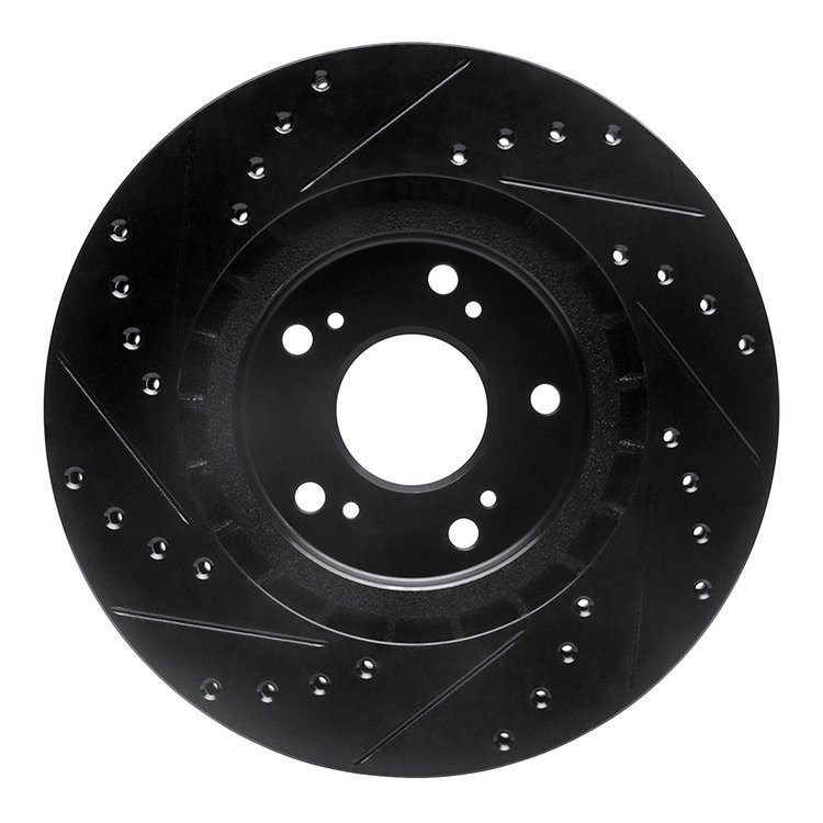 E-Line Drilled & Slotted Black Brake Rotor, 1997-2005 Acura/Honda, Position: Rear Right