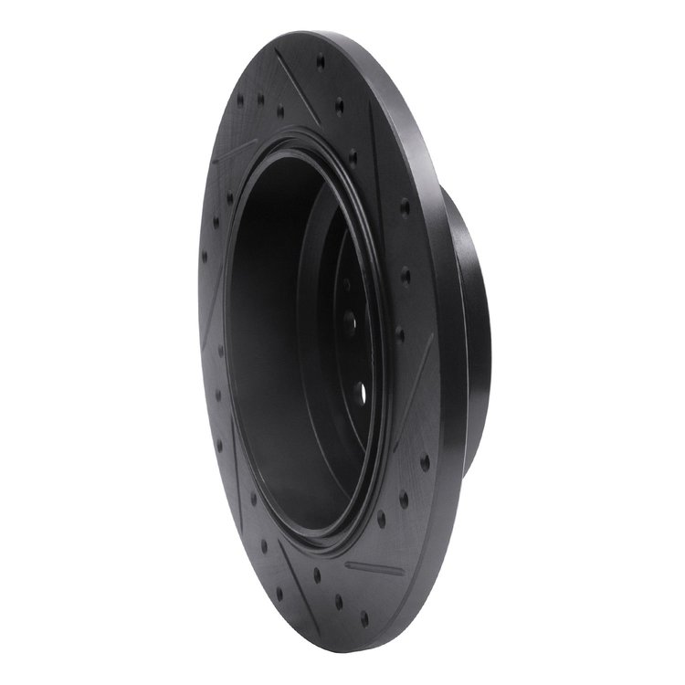 E-Line Drilled & Slotted Black Brake Rotor, 1999-2001 Acura/Honda, Position: Rear Left