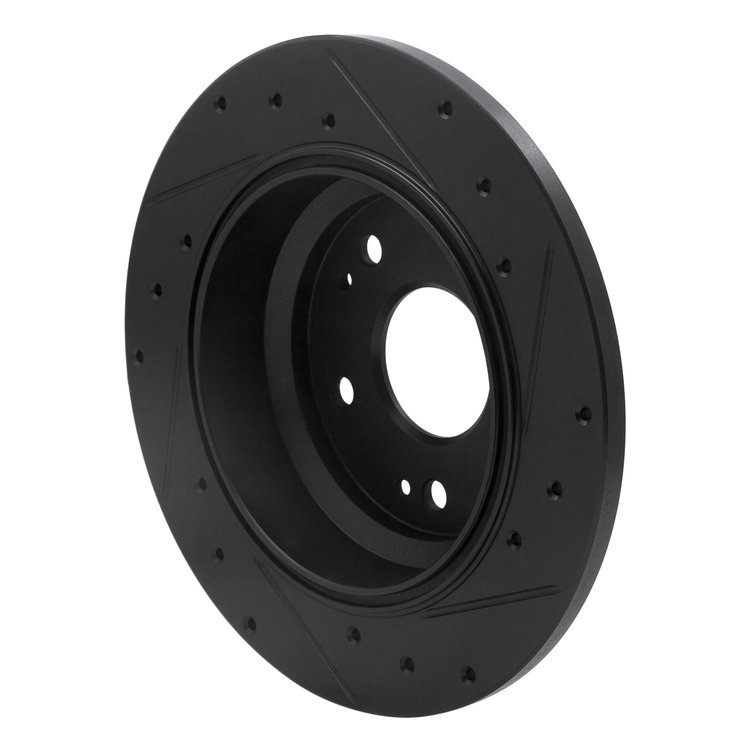 E-Line Drilled & Slotted Black Brake Rotor, 2002-2004 Acura/Honda, Position: Rear Left
