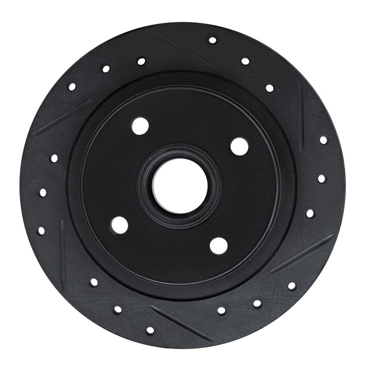 E-Line Drilled & Slotted Black Brake Rotor, 1984-1987 Acura/Honda, Position: Rear Right