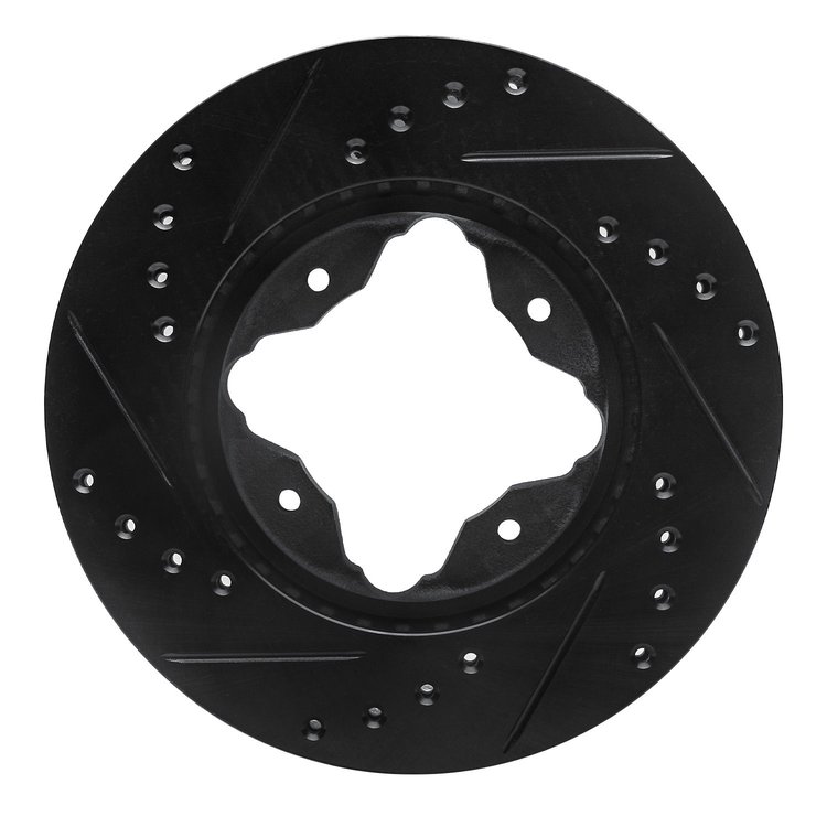 E-Line Drilled & Slotted Black Brake Rotor, 1990-1997 Acura/Honda, Position: Front Right