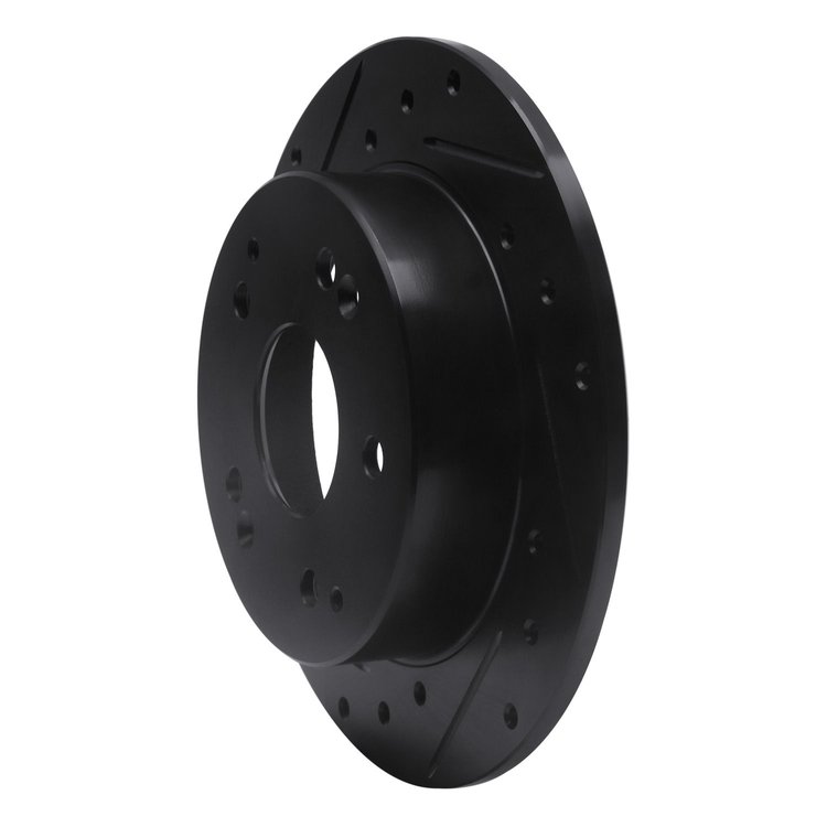 E-Line Drilled & Slotted Black Brake Rotor, 1997-2006 Acura/Honda, Position: Rear Left