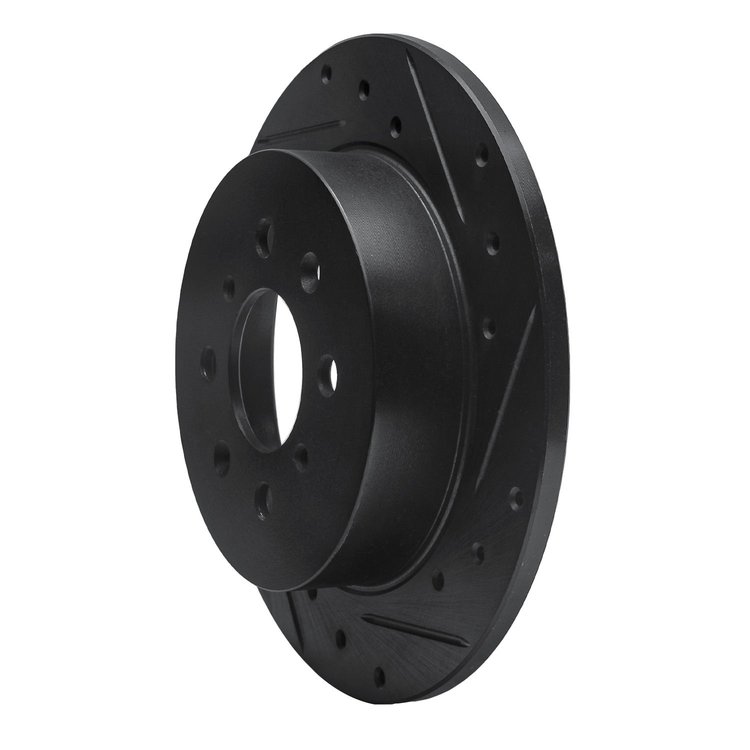 E-Line Drilled & Slotted Black Brake Rotor, 2001-2005 Acura/Honda, Position: Rear Right