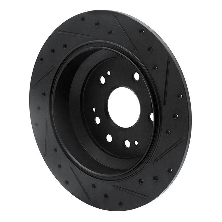 E-Line Drilled & Slotted Black Brake Rotor, 2010-2015 Acura/Honda, Position: Rear Left