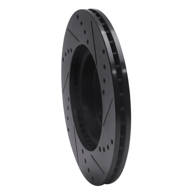 E-Line Drilled & Slotted Black Brake Rotor, 2003-2017 Acura/Honda, Position: Front Left