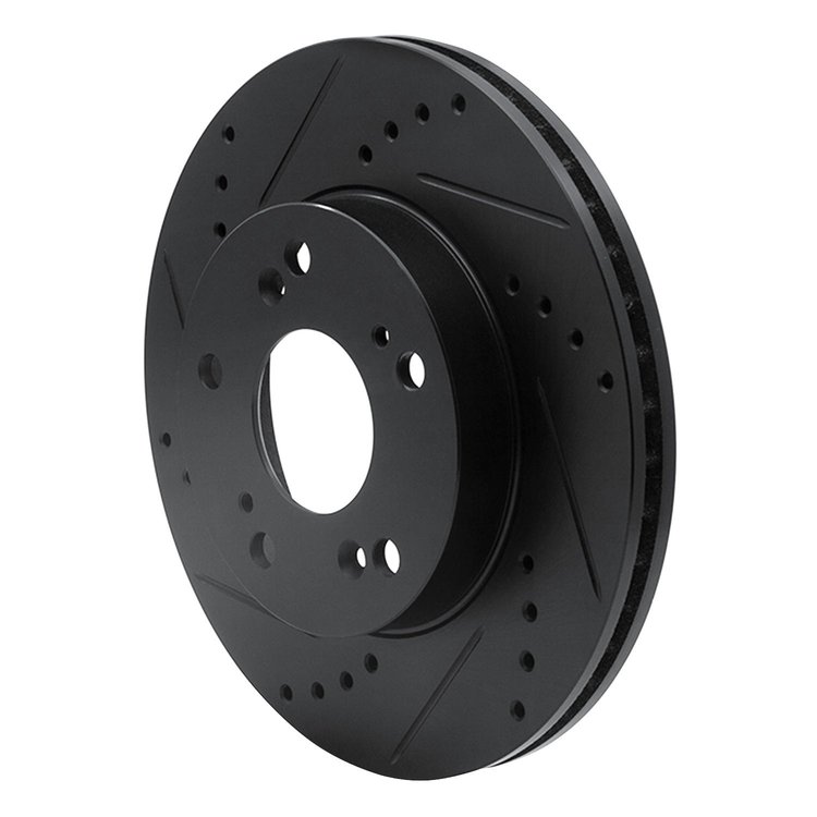 E-Line Drilled & Slotted Black Brake Rotor, 2012-2015 Acura/Honda, Position: Front Left