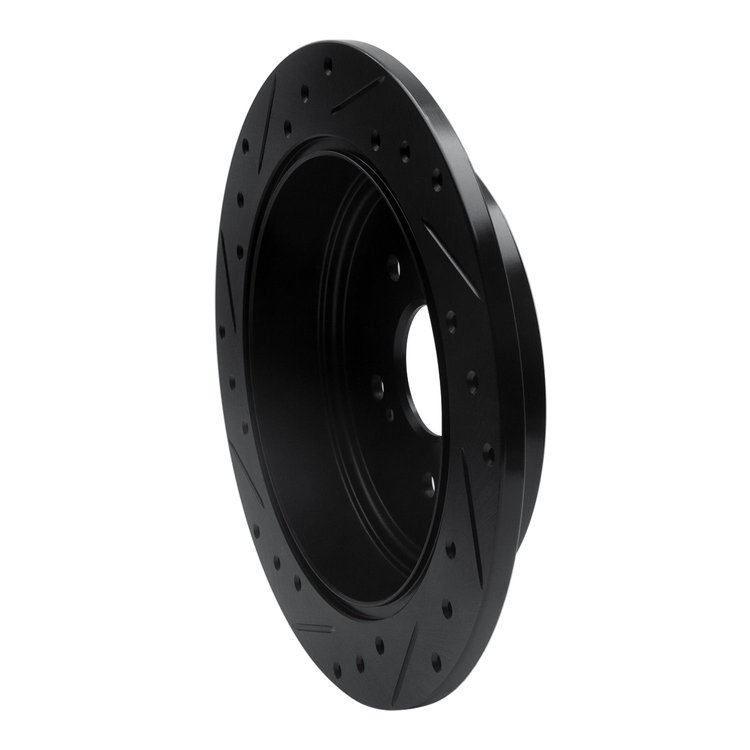 E-Line Drilled & Slotted Black Brake Rotor, 2001-2008 Acura/Honda, Position: Rear Right