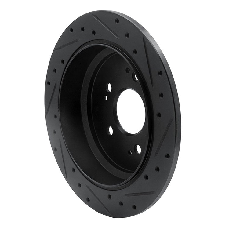 E-Line Drilled & Slotted Black Brake Rotor, 2005-2010 Acura/Honda, Position: Rear Left