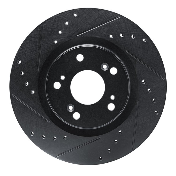 E-Line Drilled & Slotted Black Brake Rotor, 2012-2016 Acura/Honda, Position: Front Left