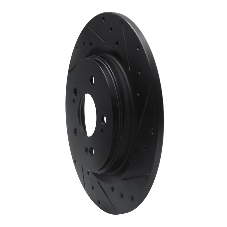E-Line Drilled & Slotted Black Brake Rotor, Fits Select Acura/Honda, Position: Rear Right