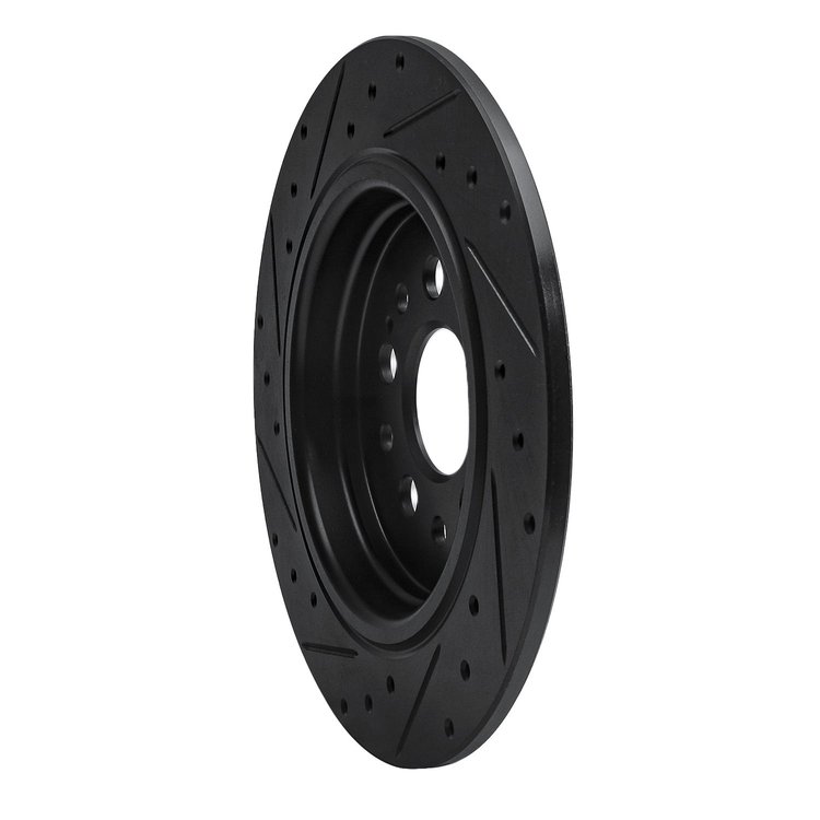 E-Line Drilled & Slotted Black Brake Rotor, Fits Select Acura/Honda, Position: Rear Right