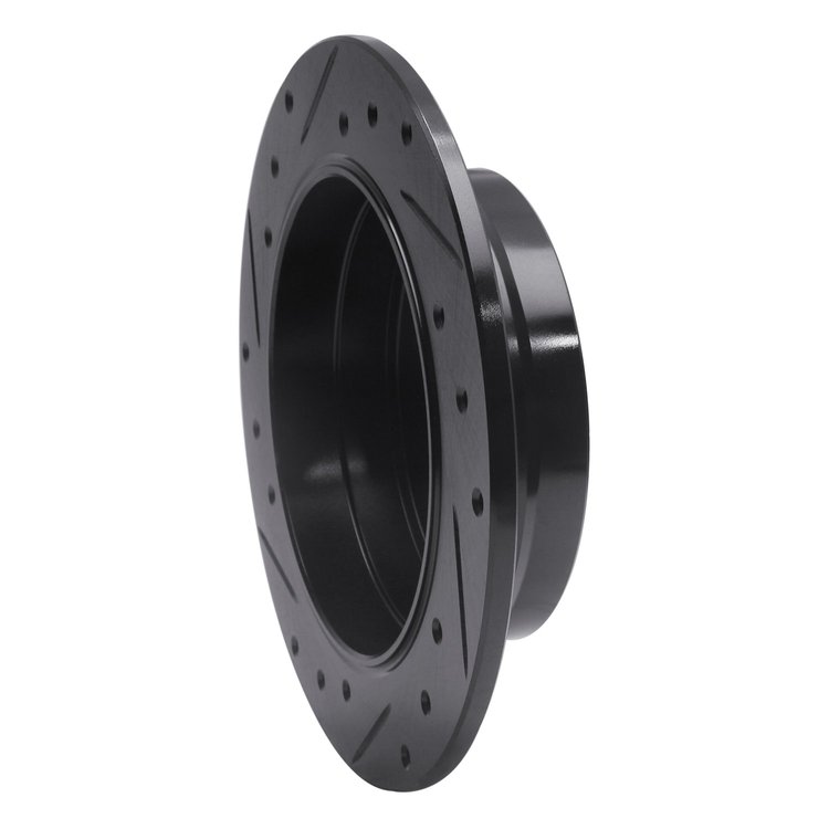 E-Line Drilled & Slotted Black Brake Rotor, 1983-1995 Mercedes-Benz, Position: Rear Right