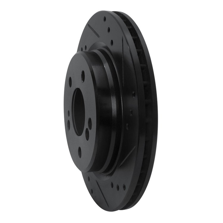 E-Line Drilled & Slotted Black Brake Rotor, 1992-1995 Mercedes-Benz, Position: Rear Right