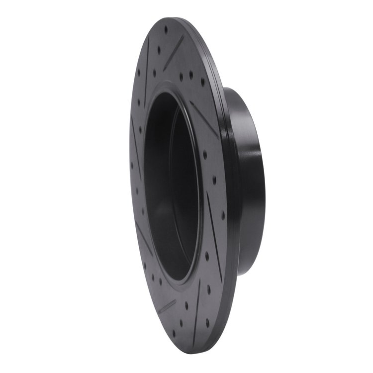 E-Line Drilled & Slotted Black Brake Rotor, 1996-1998 Mercedes-Benz, Position: Rear Right