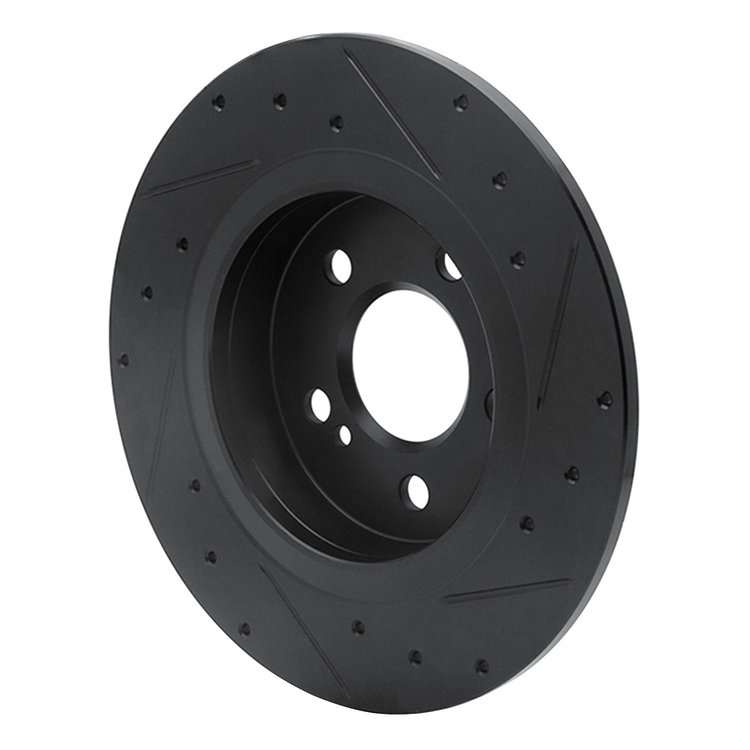 E-Line Drilled & Slotted Black Brake Rotor, 2014-2020 Fits Multiple Makes/Models, Position: Rear Left