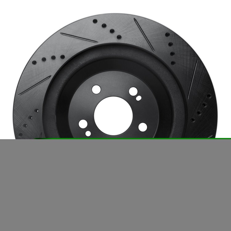 E-Line Drilled & Slotted Black Brake Rotor, 2014-2021 Mercedes-Benz, Position: Rear Left