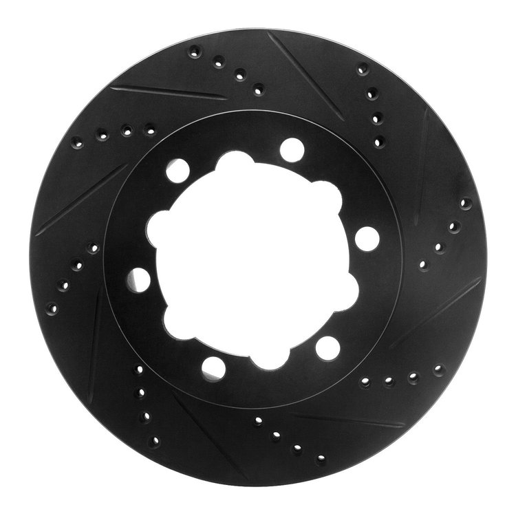 E-Line Drilled & Slotted Black Brake Rotor, Fits Select Fits Multiple Makes/Models, Position: Rear Right