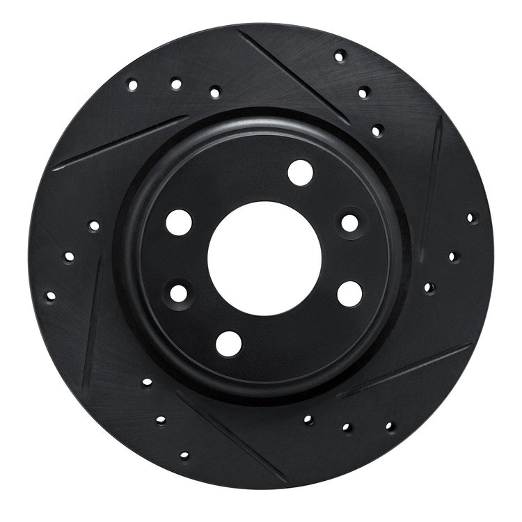 E-Line Drilled & Slotted Black Brake Rotor, 2015-2019 Fits Multiple Makes/Models, Position: Front Right