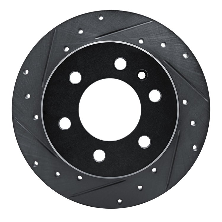 E-Line Drilled & Slotted Black Brake Rotor, Fits Select Fits Multiple Makes/Models, Position: Rear Left