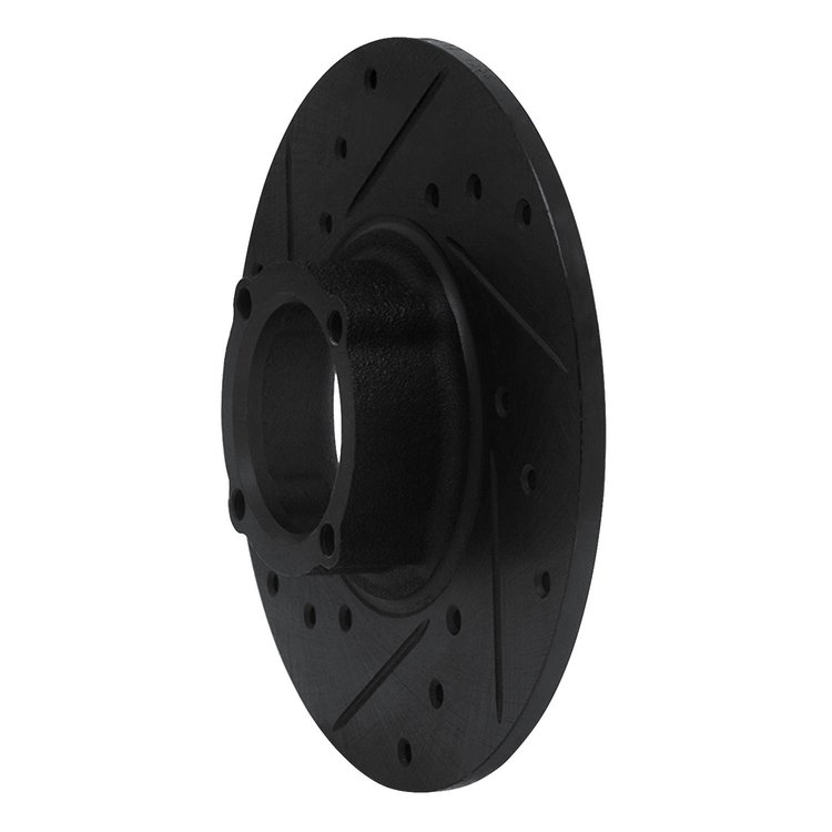 E-Line Drilled & Slotted Black Brake Rotor, 1963-1979 Fits Multiple Makes/Models, Position: Front Left
