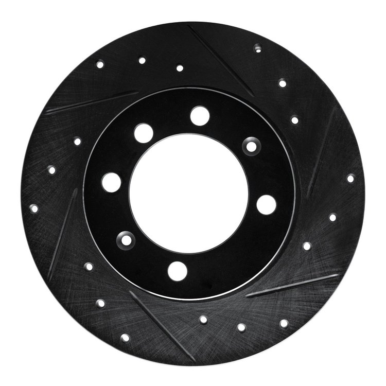 E-Line Drilled & Slotted Black Brake Rotor, 1969-1987 GM, Position: Front & Rear Right