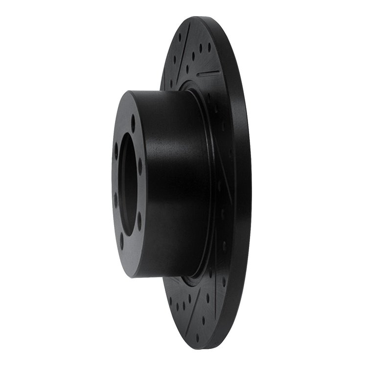 E-Line Drilled & Slotted Black Brake Rotor, 1981-1987 GM, Position: Front Left