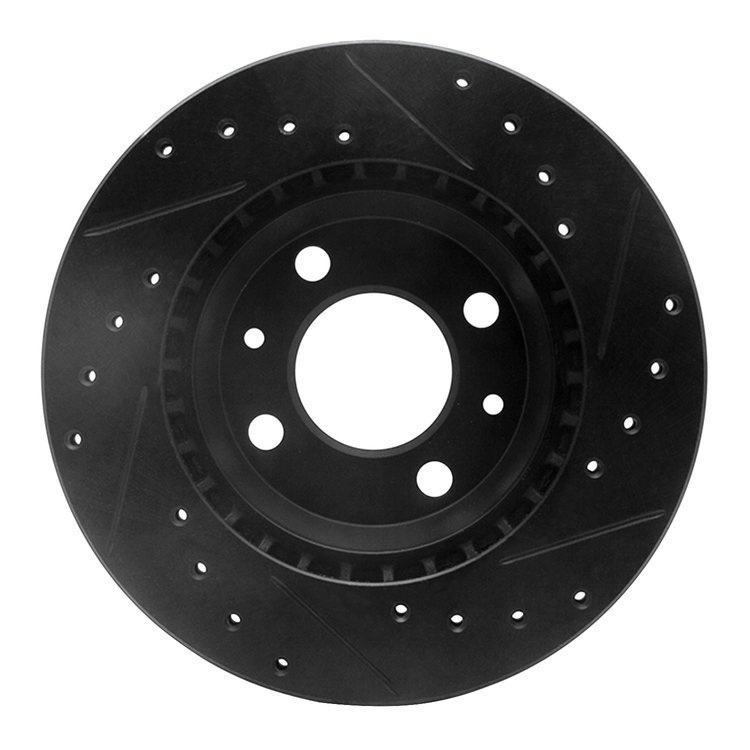 E-Line Drilled & Slotted Black Brake Rotor, 1987-1993 GM, Position: Front Left