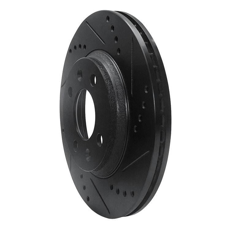 E-Line Drilled & Slotted Black Brake Rotor, 1987-1993 GM, Position: Front Right