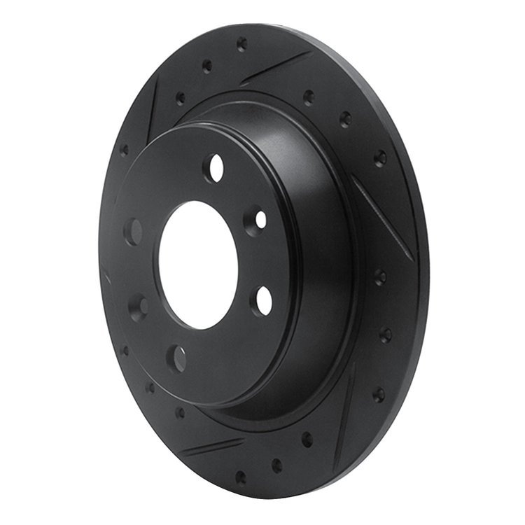 E-Line Drilled & Slotted Black Brake Rotor, 1986-1998 GM, Position: Rear Left