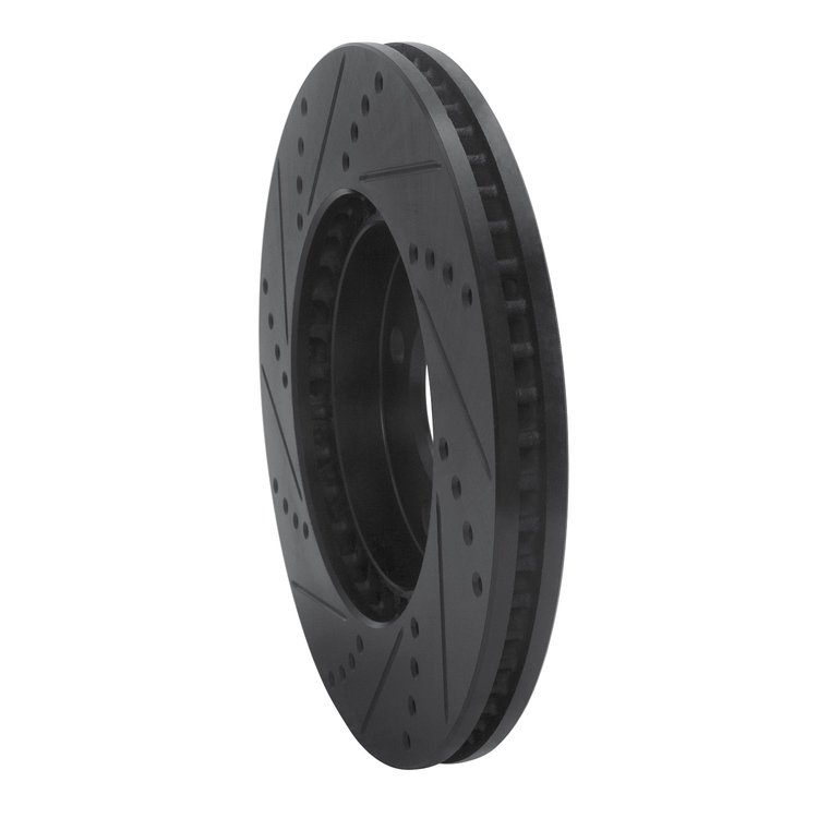 E-Line Drilled & Slotted Black Brake Rotor, 1988-1998 GM, Position: Front Right