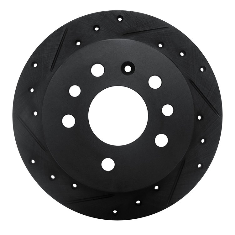 E-Line Drilled & Slotted Black Brake Rotor, 1994-1996 GM, Position: Rear Left