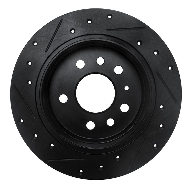 E-Line Drilled & Slotted Black Brake Rotor, 1994-1996 GM, Position: Rear Right