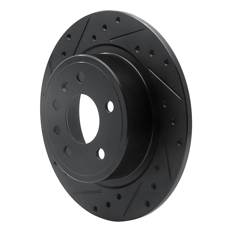 E-Line Drilled & Slotted Black Brake Rotor, 1999-2010 GM, Position: Rear Left