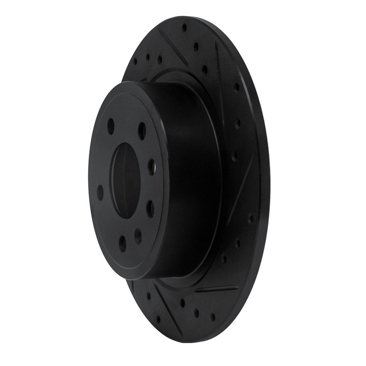 E-Line Drilled & Slotted Black Brake Rotor, 1999-2010 GM, Position: Rear Right