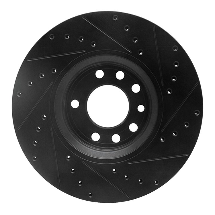 E-Line Drilled & Slotted Black Brake Rotor, 1999-2010 GM, Position: Front Left