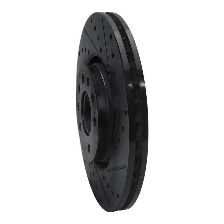 E-Line Drilled & Slotted Black Brake Rotor, 1999-2010 GM, Position: Front Right