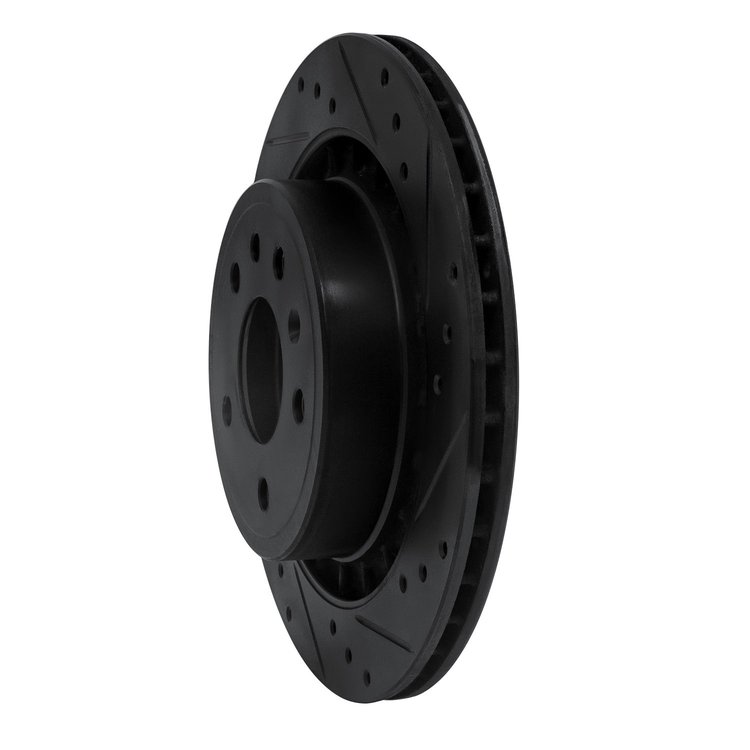 E-Line Drilled & Slotted Black Brake Rotor, 2002-2010 GM, Position: Rear Right