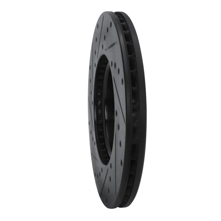 E-Line Drilled & Slotted Black Brake Rotor, 2003-2011 GM, Position: Front Right
