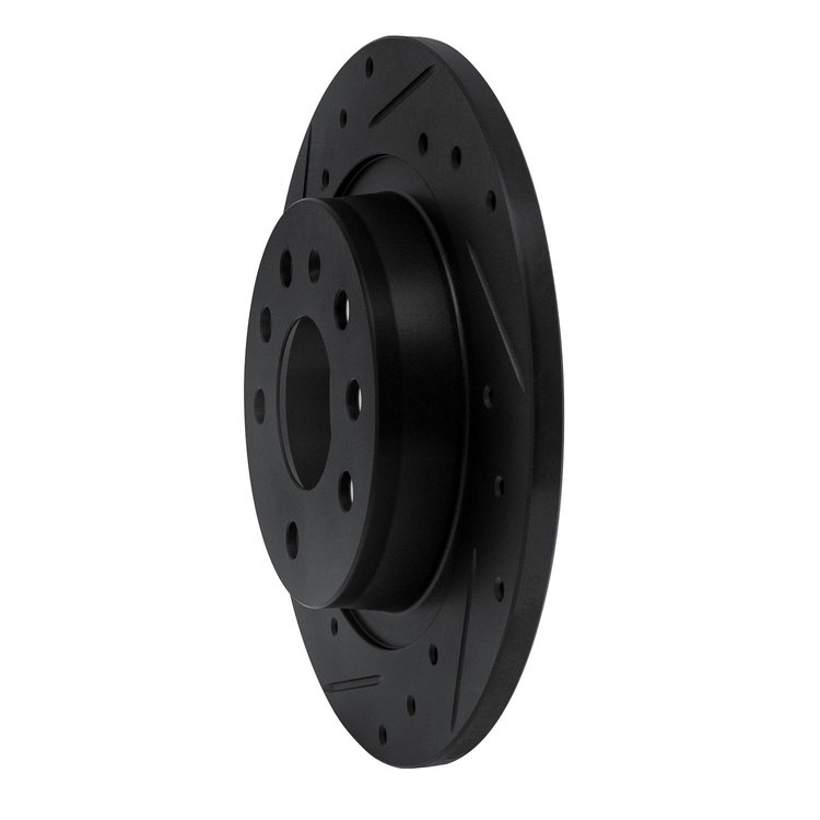 E-Line Drilled & Slotted Black Brake Rotor, 2003-2011 GM, Position: Rear Left
