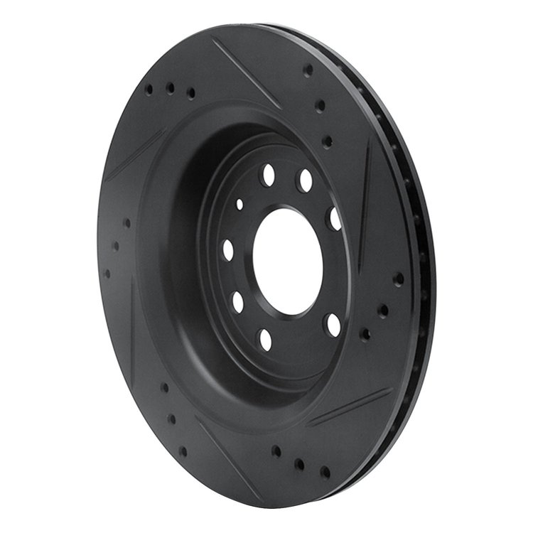 E-Line Drilled & Slotted Black Brake Rotor, 2003-2011 GM, Position: Rear Left