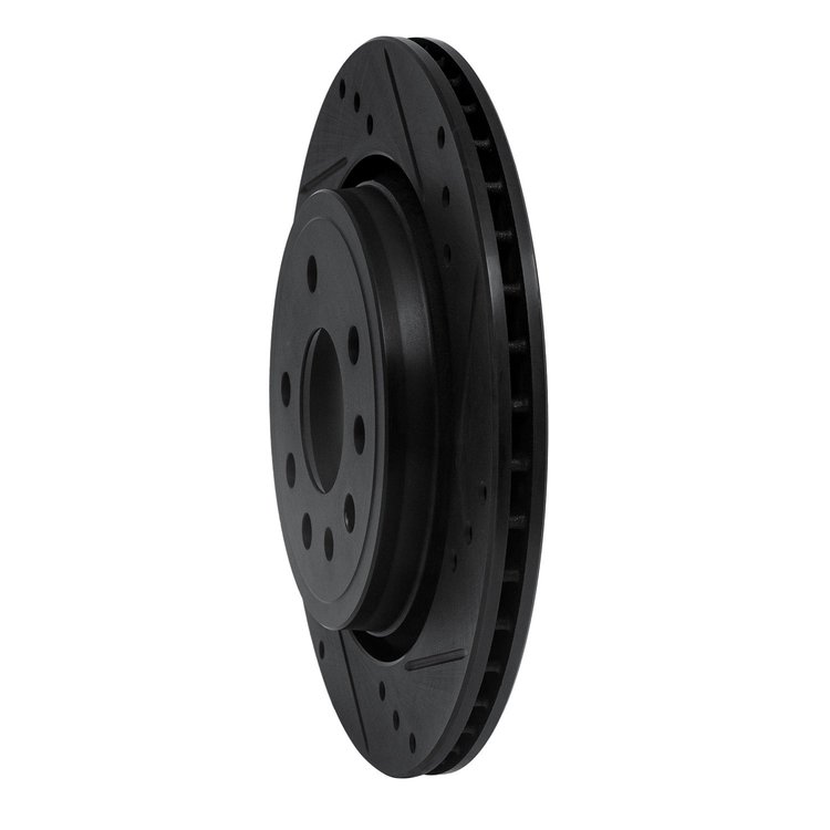 E-Line Drilled & Slotted Black Brake Rotor, 2003-2011 GM, Position: Rear Right